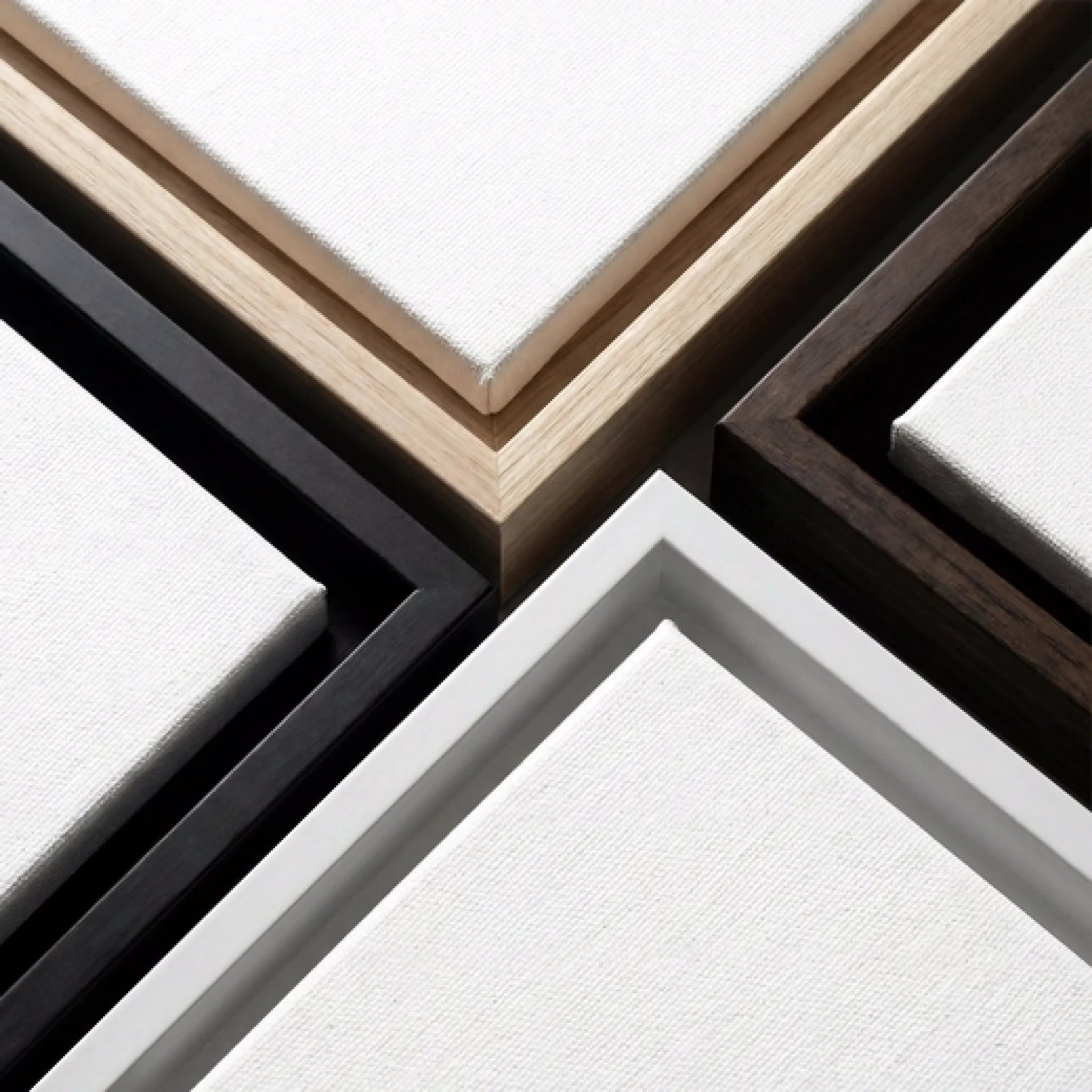 Framed Canvas Pop Art – four frame colour options: black, espresso, white, natural