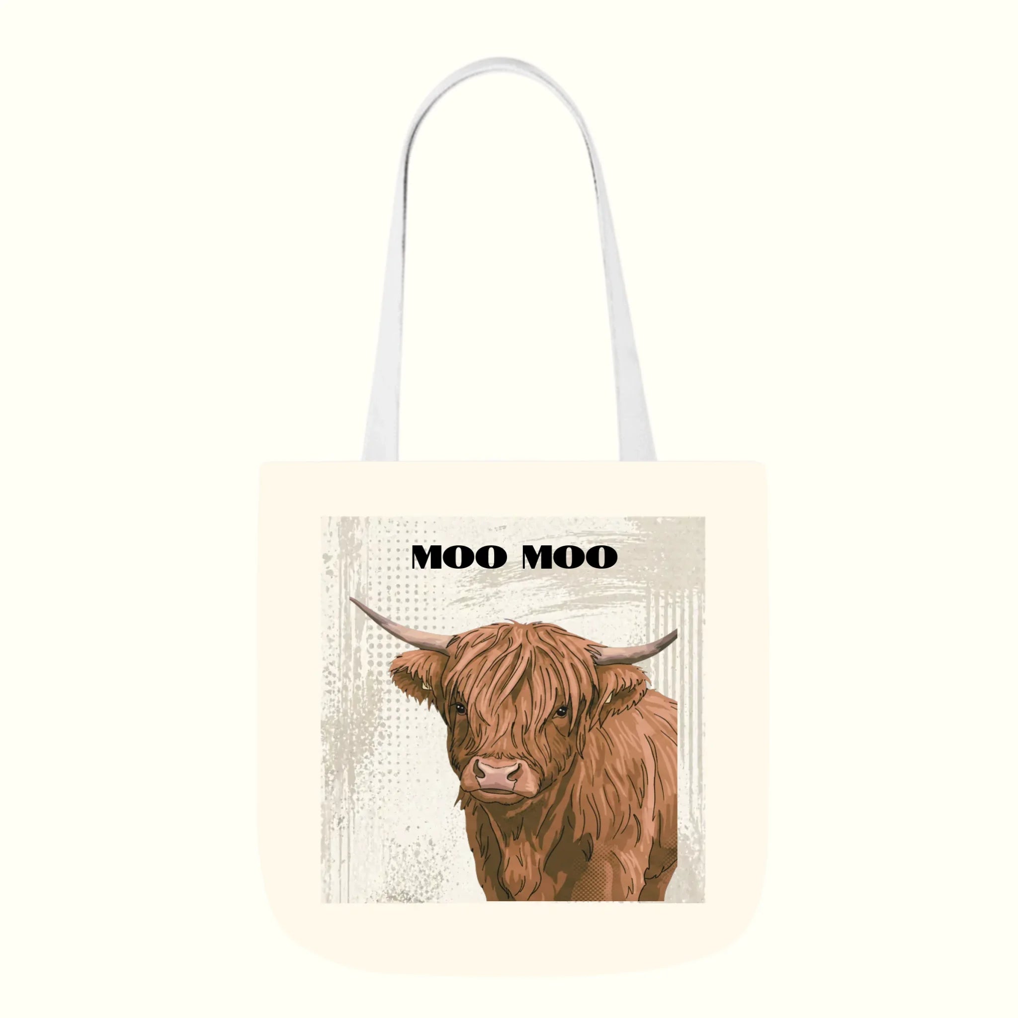 Pop Art Canvas Tote – white strap tote close-up detail